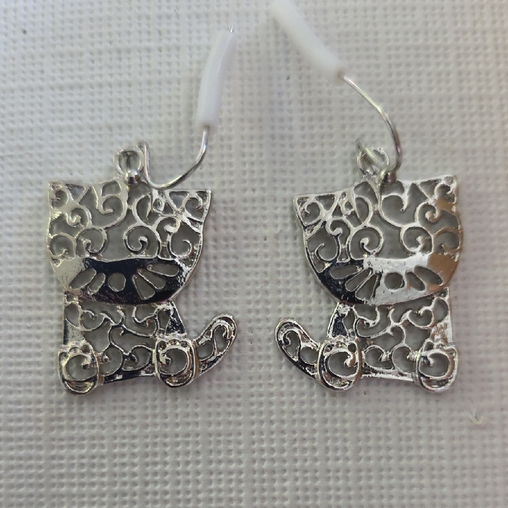 Silver Cat Earrings